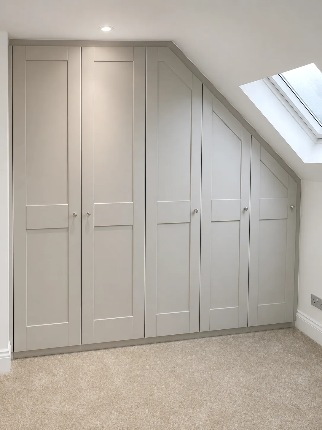 Cabinetry shaped around the roofline